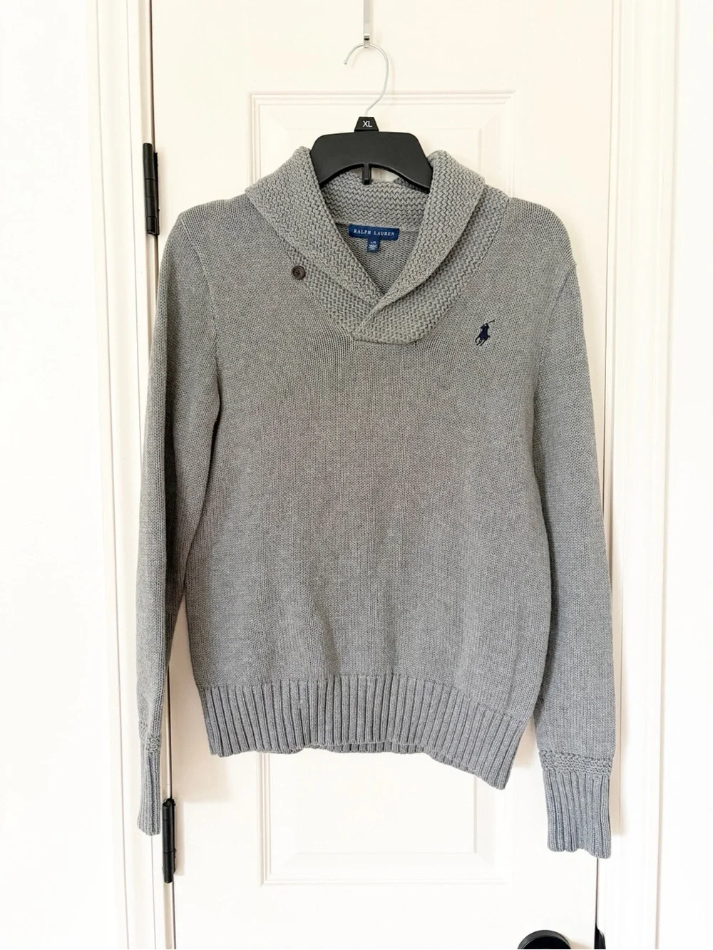 Ralph Lauren Youth Large Gray Shawl Collar Cowl Neck Sweater